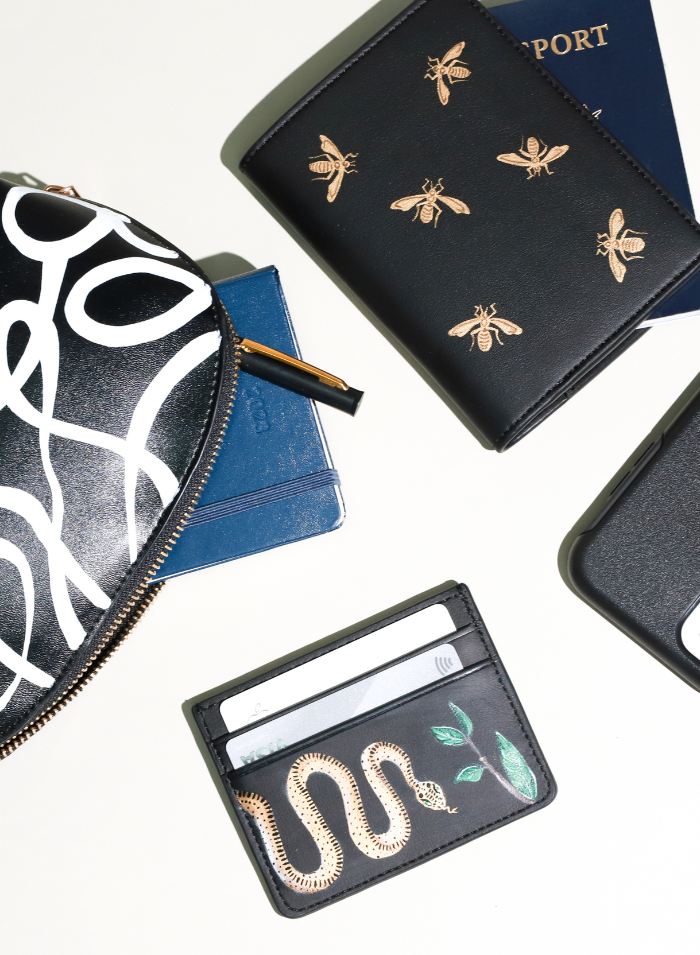 Gold Metallic Bees Passport Holder