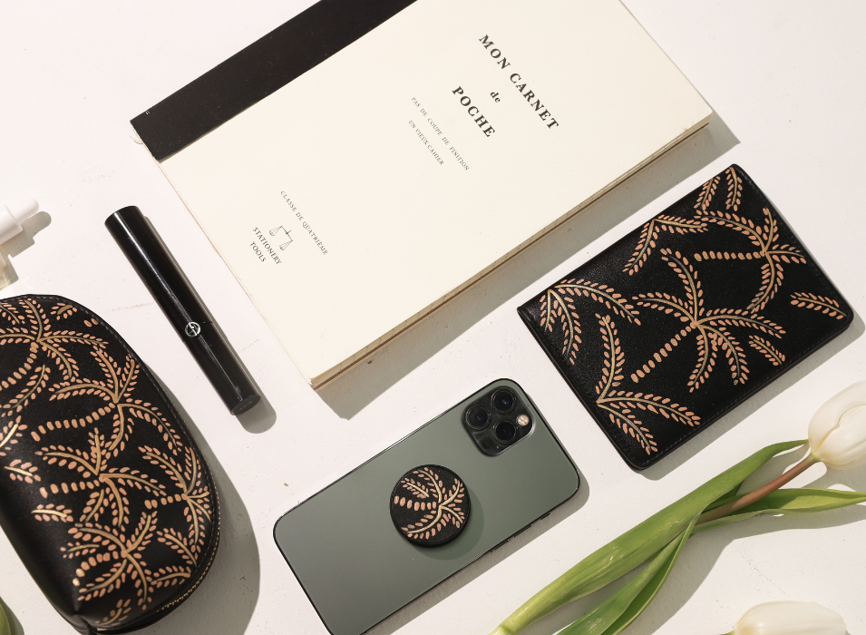 Beige Abstract Palms Passport Holder