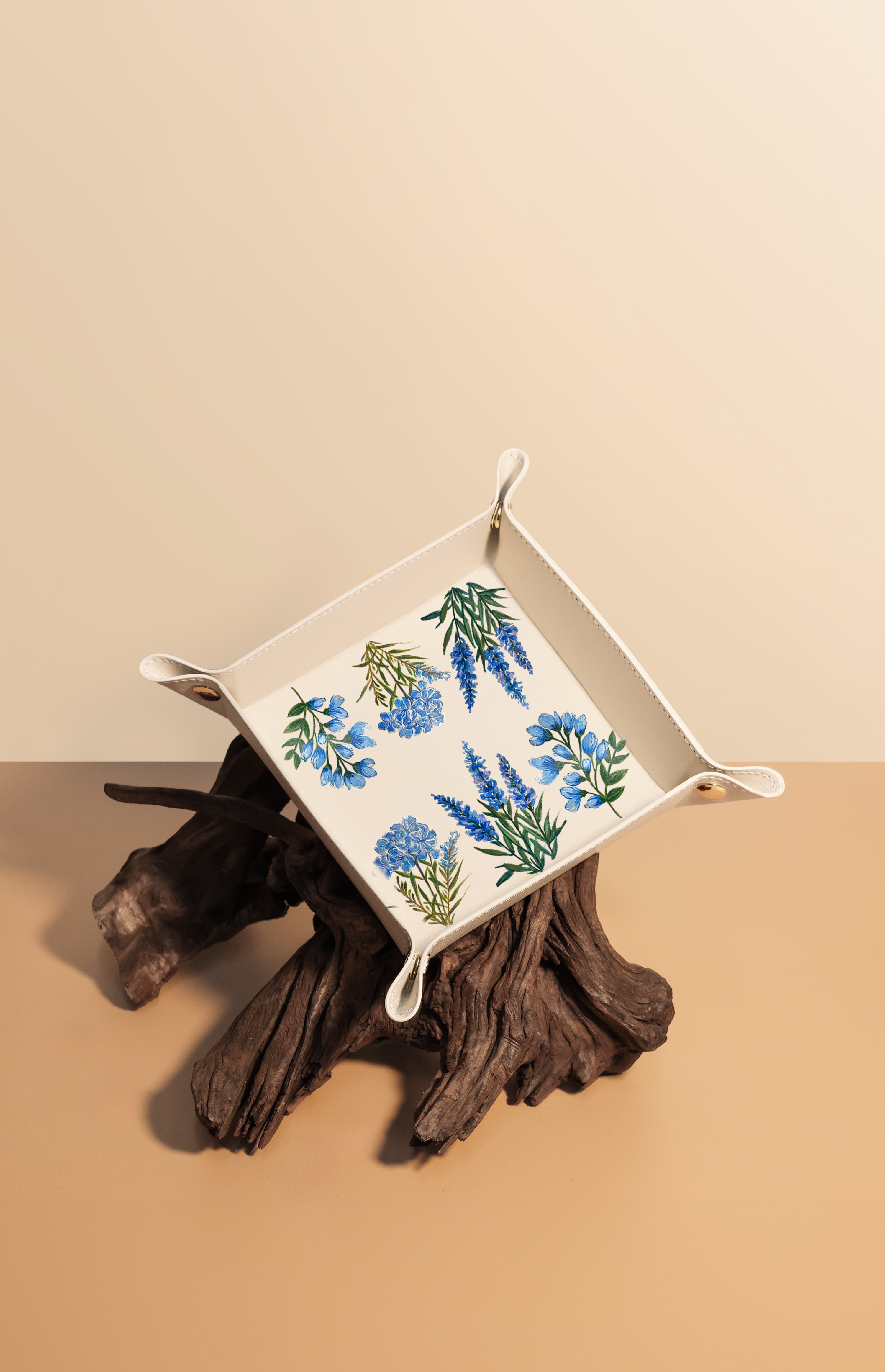 Blue Florals Beige Tray