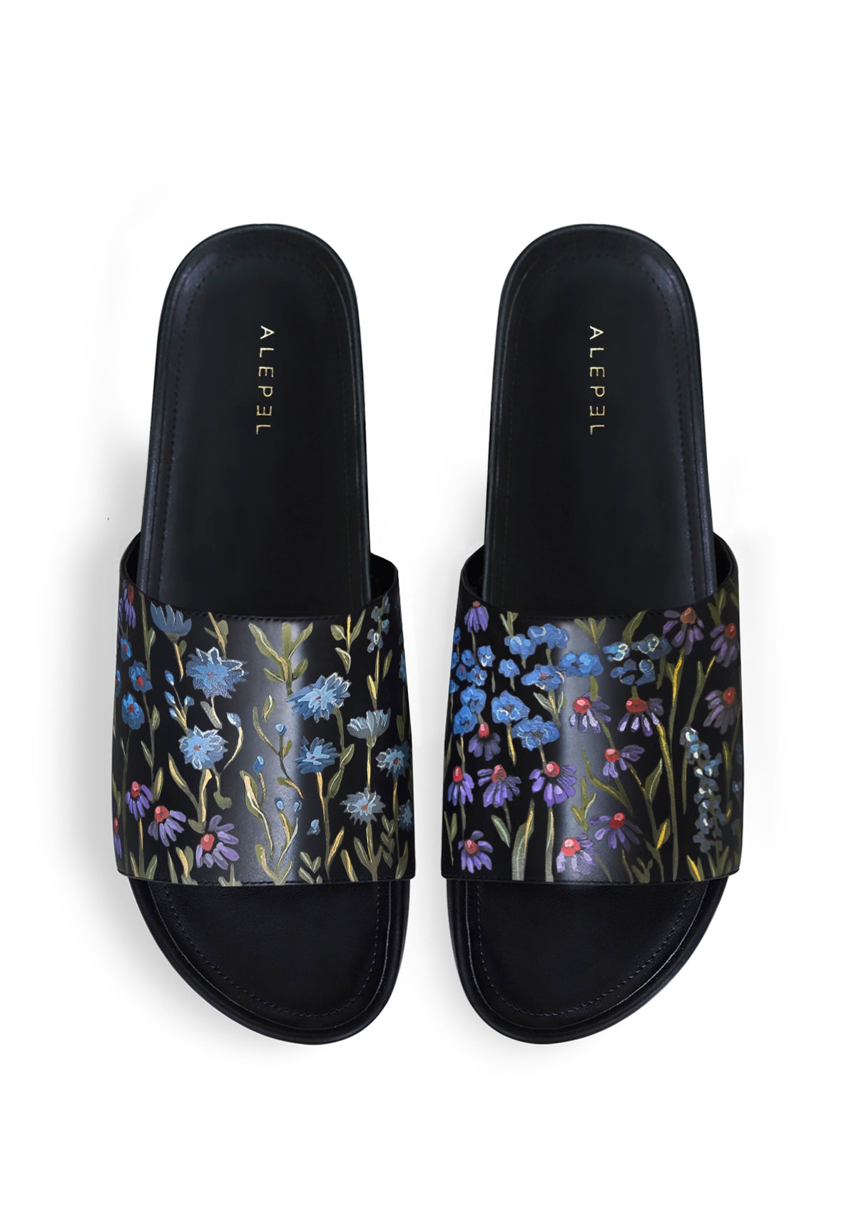 Floral Print Black Slip On