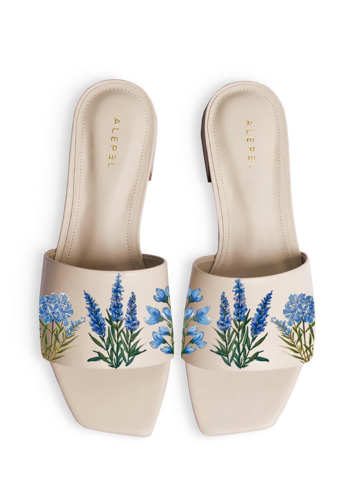 Blue Florals Beige Square