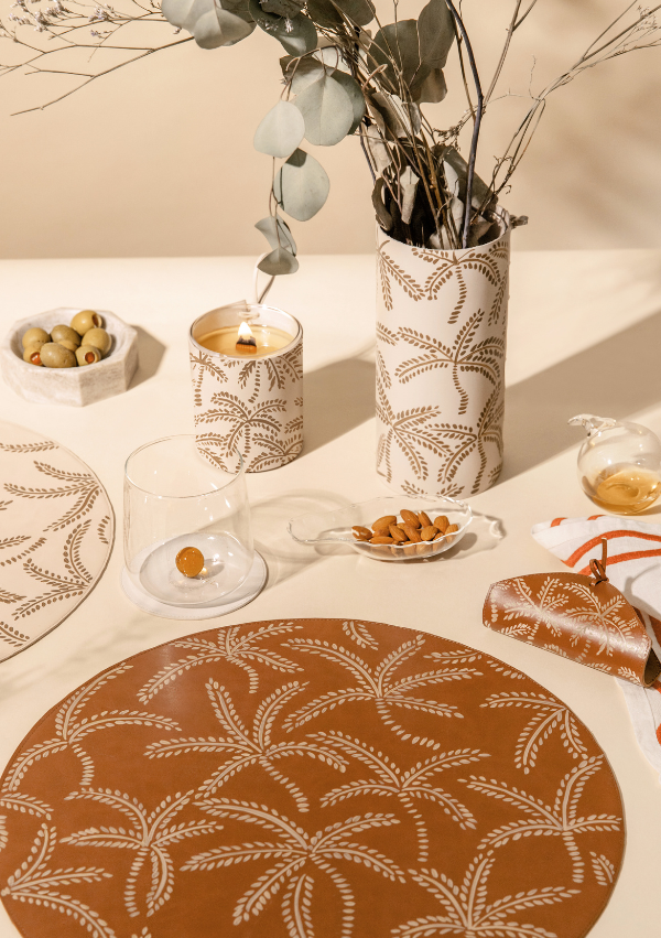 Beige Abstract Palms Brown Placemat