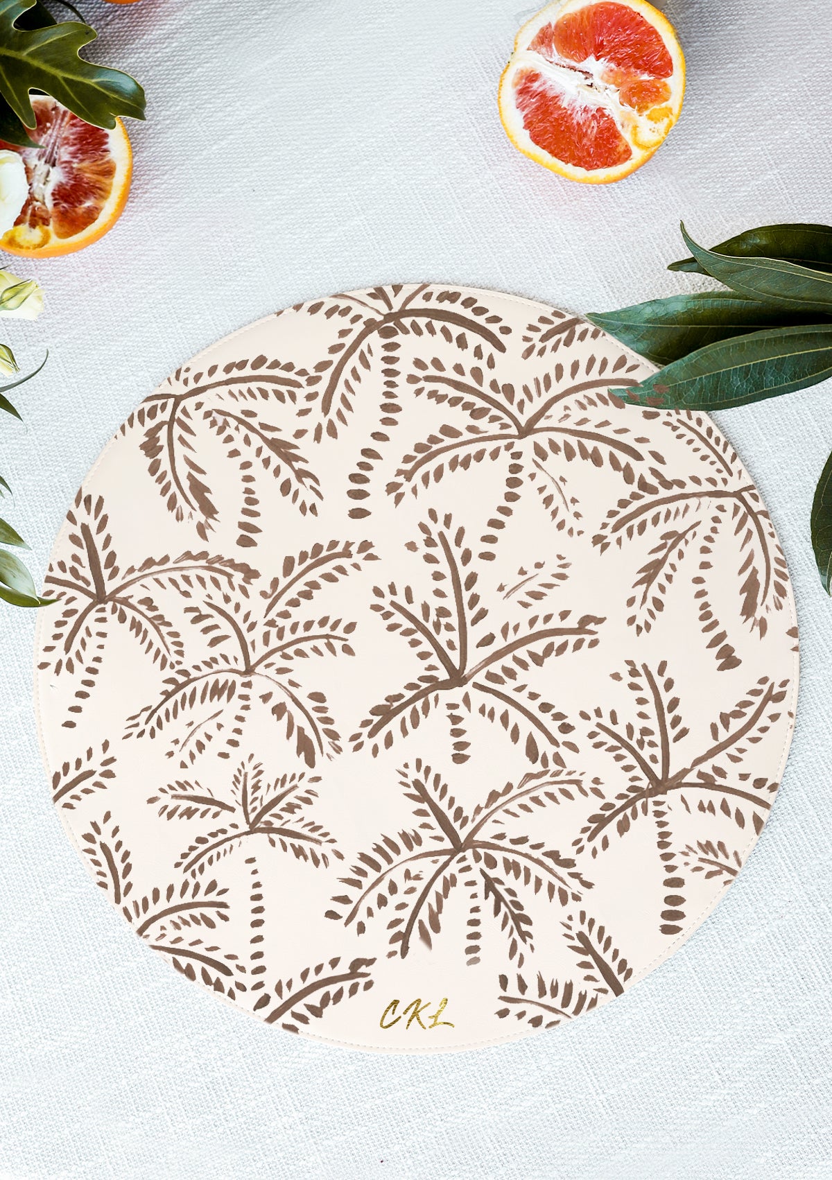 Taupe Abstract Palms Beige Placemat
