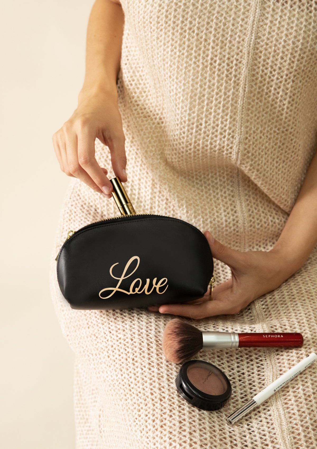 Monogram Black Makeup Bag