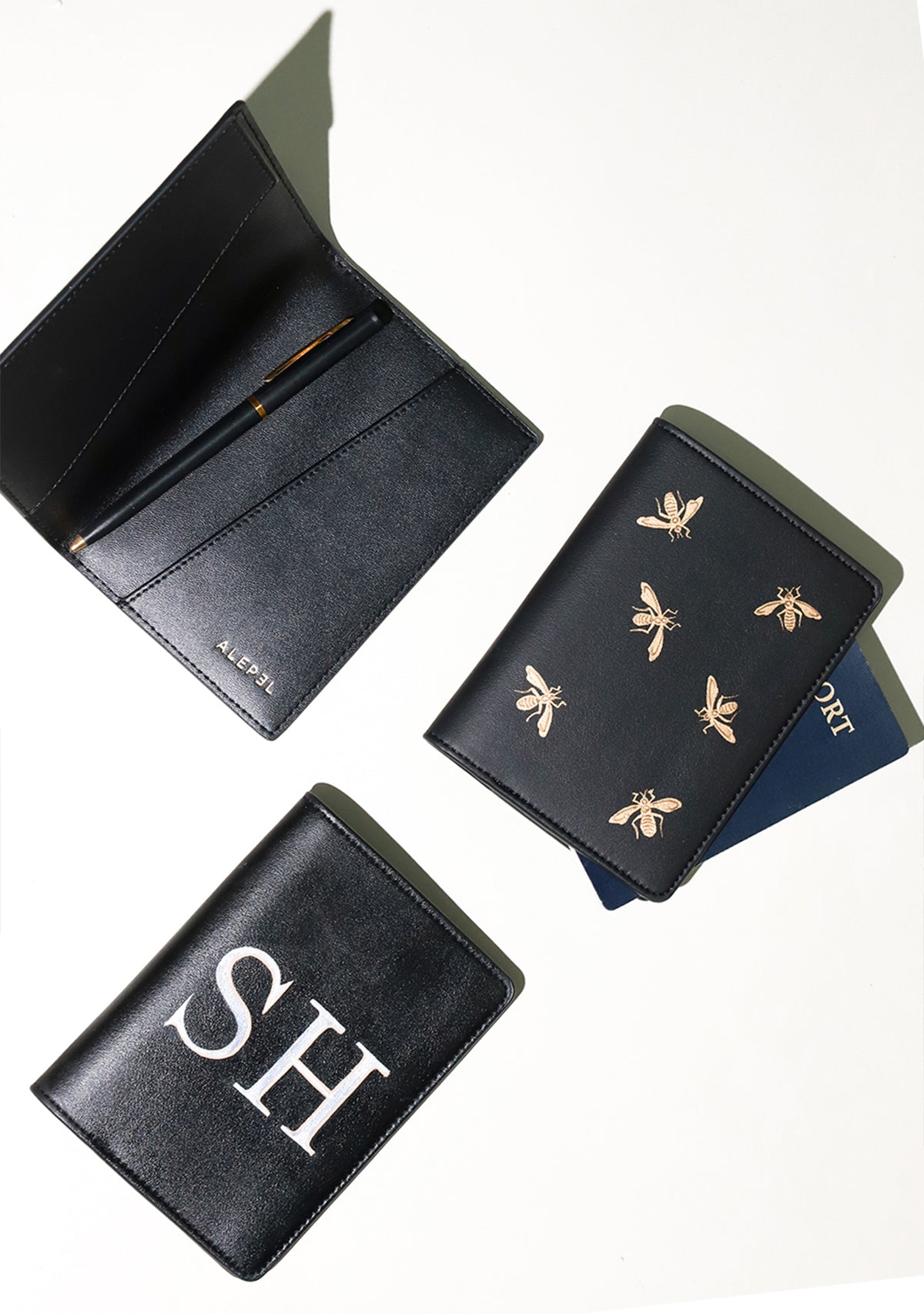 Gold Metallic Bees Passport Holder