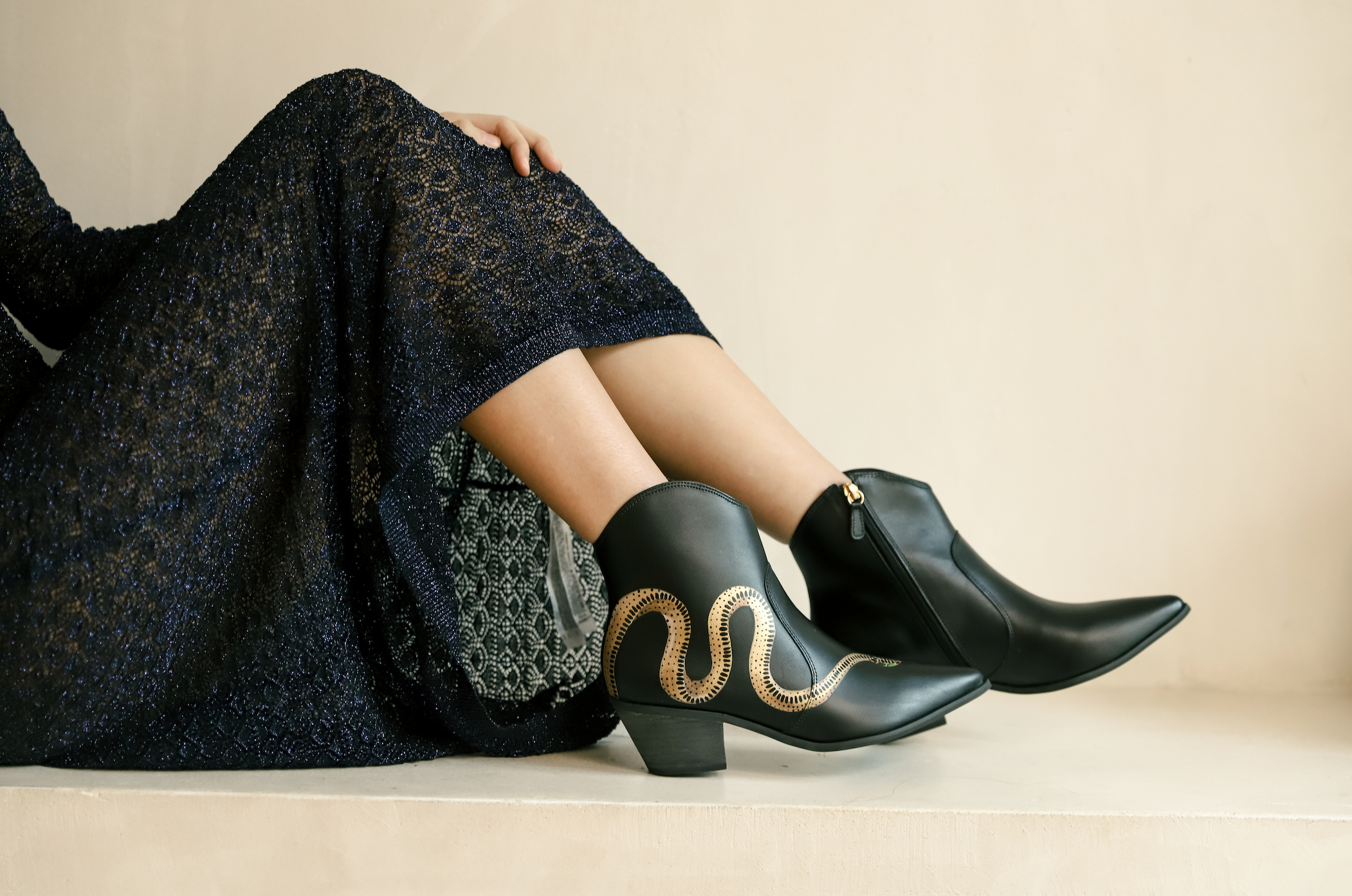 Serpent Black Cowboy Boot